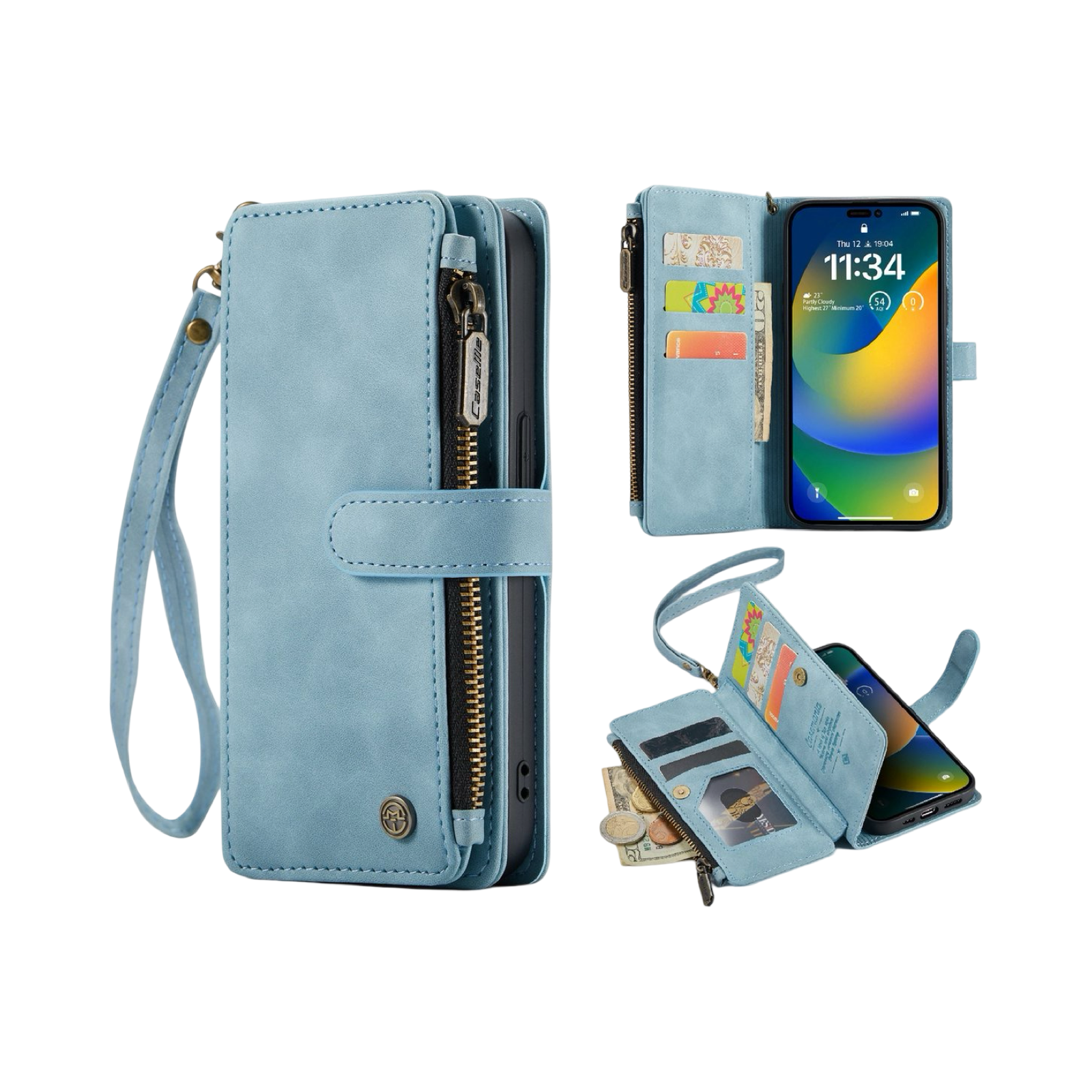 portemonnee hoesje vast-_28 Portemonnee Hoes voor Apple iPhone 13 Mini– Ruimte voor 10 Pasjes en Briefgeld - Afbeelding 1