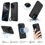 Hoesje iPhone 15 Pro TRUSMI Carbon Fiber MagSafe – 360° Kickstand Zwart - Afbeelding 7
