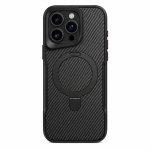 Hoesje iPhone 15 Pro TRUSMI Carbon Fiber MagSafe – 360° Kickstand Zwart - Afbeelding 3