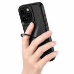 Hoesje iPhone 15 Pro TRUSMI Carbon Fiber MagSafe – 360° Kickstand Zwart - Afbeelding 2