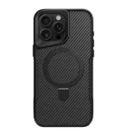 Hoesje iPhone 15 Pro Max TRUSMI Carbon Fiber MagSafe– 360° Kickstand Zwart