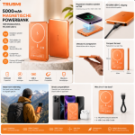 TRUSMI Magnetische Powerbank 10000mAh – 15W Draadloos en PD 20W USB-C – Ultra Slim - Afbeelding 5